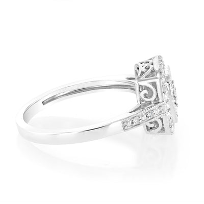 1/6 Carat Diamond Cushion Ring in Sterling Silver
