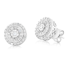 Load image into Gallery viewer, 1/6 Carat Diamond Round Stud Earrings in Sterling Silver