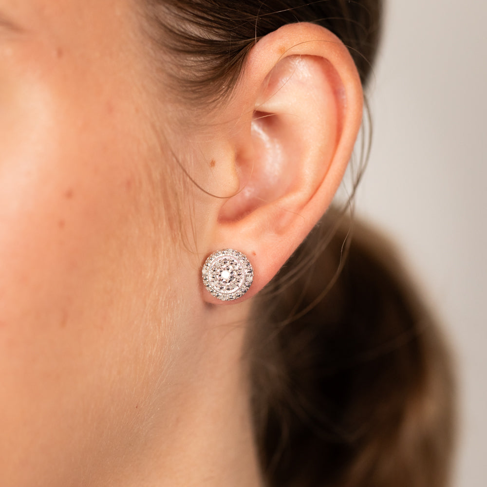 1/6 Carat Diamond Round Stud Earrings in Sterling Silver