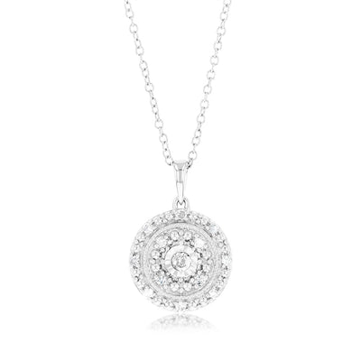 1/6 Carat Diamond Round Pendant in Sterling Silver