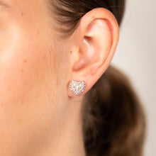 Load image into Gallery viewer, 1/6 Carat Diamond Heart Stud Earrings in Sterling Silver