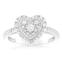Load image into Gallery viewer, 1/6 Carat Diamond Heart Ring in Sterling Silver