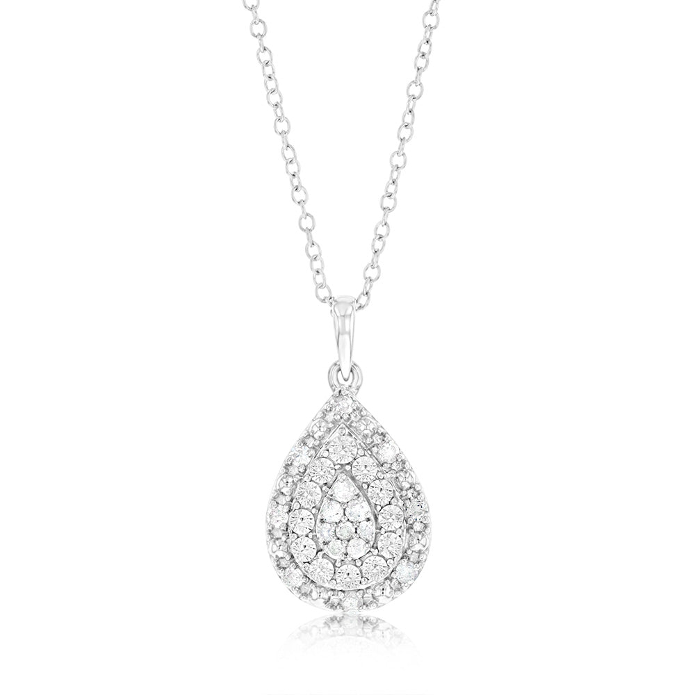 1/6 Carat Diamond Pear Pendant in Sterling Silver