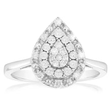 Load image into Gallery viewer, 1/6 Carat Diamond Pear Shaped Ring in Sterling Silver