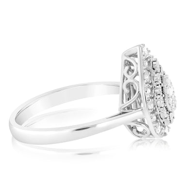 1/6 Carat Diamond Pear Shaped Ring in Sterling Silver