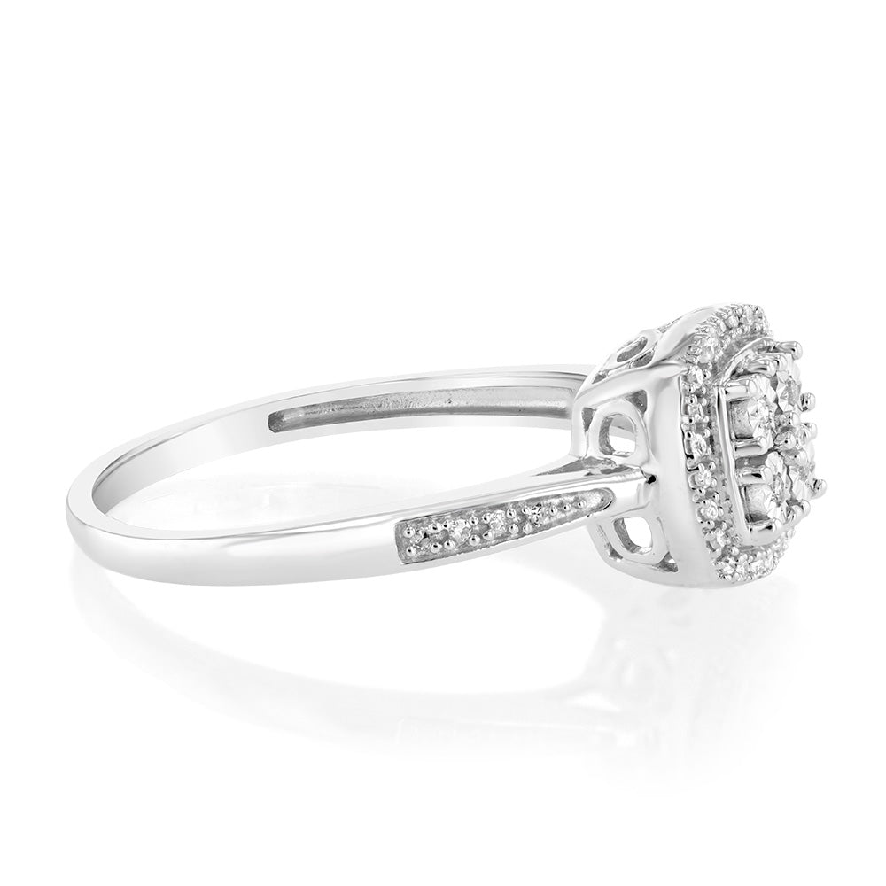 1/10 Carat Diamond Ring in Sterling Silver