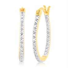 Load image into Gallery viewer, 1/10 Carat Diamond Hoop Earrings in Gold Plated Silver