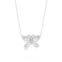 Load image into Gallery viewer, 1/10 Carat Diamond Butterfly Pendant in Sterling Silver