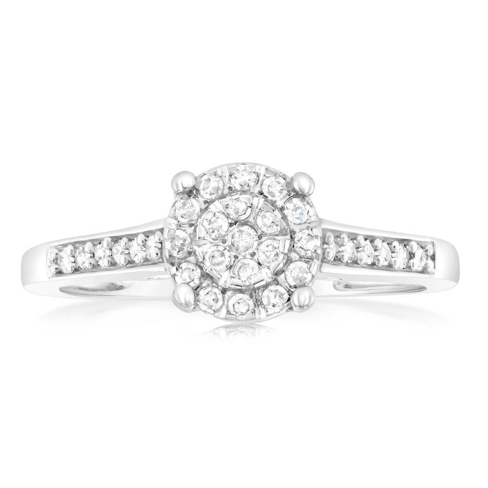 Sterling Silver 1/6 Carat Diamond Engagement Ring