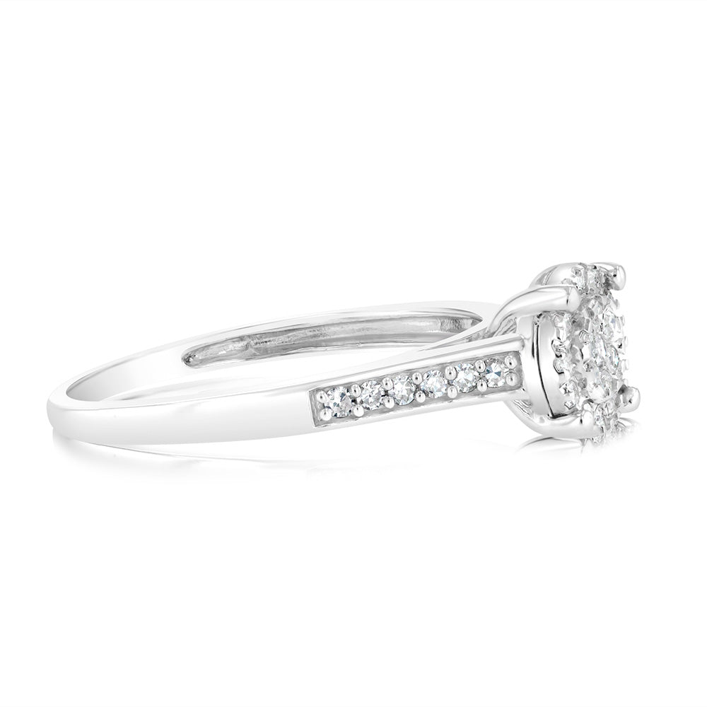 Sterling Silver 1/6 Carat Diamond Engagement Ring