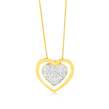 Load image into Gallery viewer, Gold Plated Sterling Silver Double Heart 0.05Ct Diamond Pendant