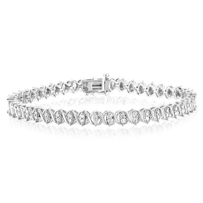 Sterling Silver & 0.95 Carat Diamond Tennis Bracelet