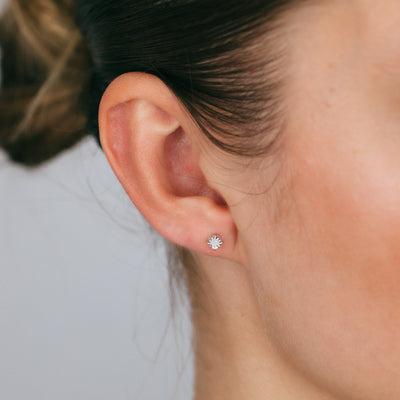 Sterling Silver 0.05 Carats Diamond Stud Earrings in