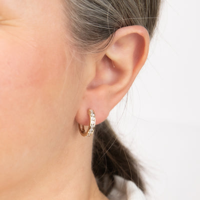 Gold Plated Sterling Silver Diamond Hoop Earrings