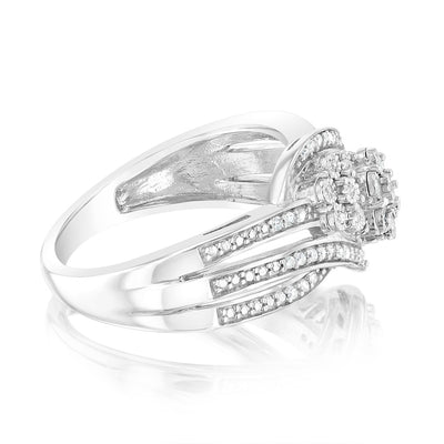 Sterling Silver 1/4 Carat Diamond Cluster Ring
