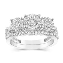 Load image into Gallery viewer, Sterling Silver 0.45 Carat Diamond Bridal 2Ring Set