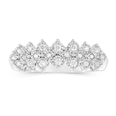 Sterling Silver Cluster Ring in 1/7 Carat Diamonds