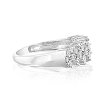 Load image into Gallery viewer, Sterling Silver Cluster Ring in 1/7 Carat Diamonds