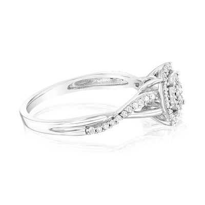 Sterling Silver 1/5 Carat Diamond Round Shaped Wrapped Band Ring