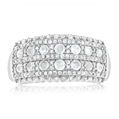 Sterling Silver  0.95 Carat Diamond Channel Set Ring