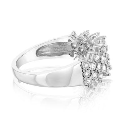 Sterling Silver  1/5 Carat Diamond Cluster Ring