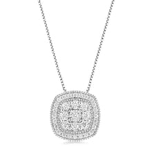Load image into Gallery viewer, Sterling Silver 0.45 Carat Diamond Cushion Cluster Pendant with Round Brilliant Cut Diamonds on 45cm Chain