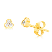 Load image into Gallery viewer, Gold Plated Sterling Silver 1/10 Carat Diamond Stud Earrings