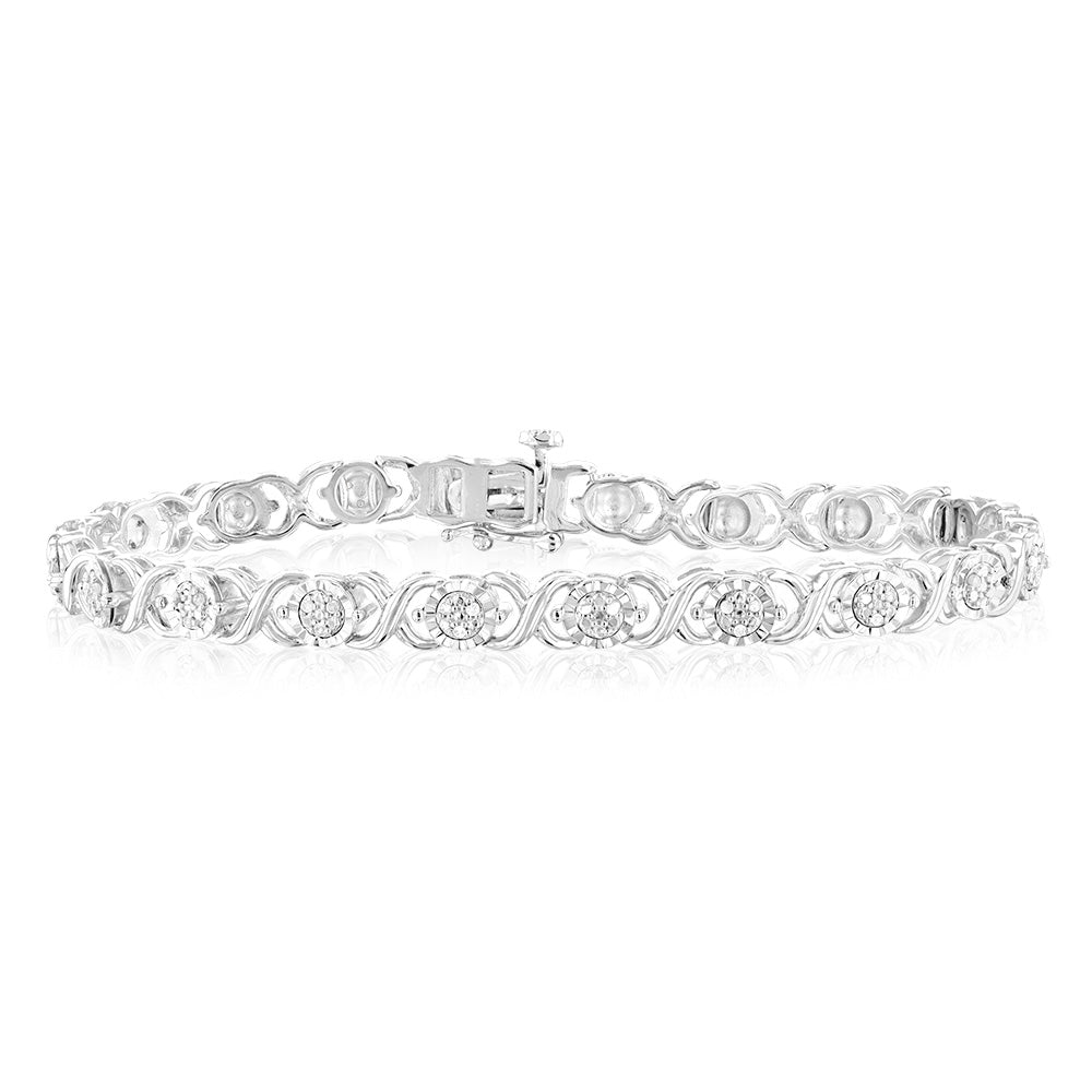 Sterling Silver 1/4 Carat Diamond Hugs and Kisses Bracelet
