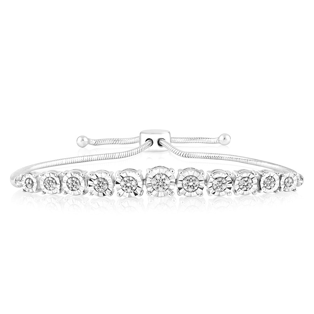 Sterling Silver 1/10 Carat Diamond Slider Bracelet
