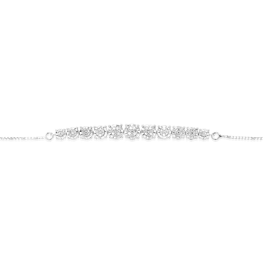 Sterling Silver 1/10 Carat Diamond Slider Bracelet