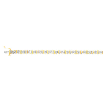 Gold Plated Sterling Silver 1/5 Carat Diamond 18.5cm Bracelet With 59 Round and Baguette Cut Diamonds