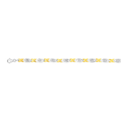 Gold Plated Sterling Silver 1/5 Carat Diamond 18cm Bracelet