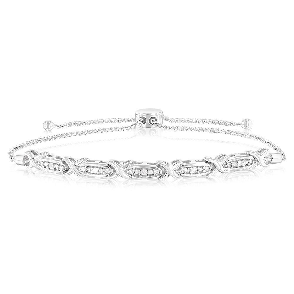 Sterling Silver 1/5 Carat Diamond Bracelet With 15 Round Brilliant Cut Diamonds