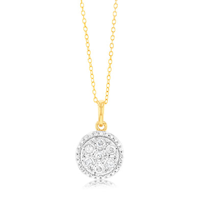 Gold Plated Sterling Silver 0.45 Carat Earring & Pendant Set on 45cm Chain