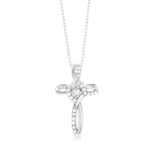 Load image into Gallery viewer, Sterling Silver 1/5 Carat Diamond Cross Infinity Pendant on 45cm Chain
