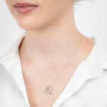 Load image into Gallery viewer, Sterling Silver 1/5 Carat Diamond Double Heart Pendant on 45cm Chain1/5 Carat Diamond