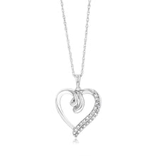 Load image into Gallery viewer, Sterling Silver Heart Pendant with 22 Natural Diamonds on 45cm Chain