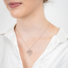 Load image into Gallery viewer, Sterling Silver Heart Pendant with 22 Natural Diamonds on 45cm Chain