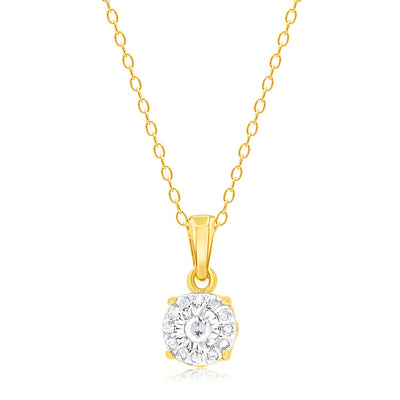 Gold Plated Sterling Silver 1/10 Carat Natural Diamond Pendant on 46cm Chain