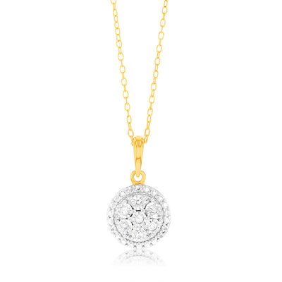 Gold Plated Sterling Silver 1/10 Carat Diamonds Pendant on 46cm Chain