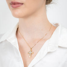 Load image into Gallery viewer, Gold Plated Sterling Silver 1/10 Carat Diamond Cross Pendant on 45cm Chain