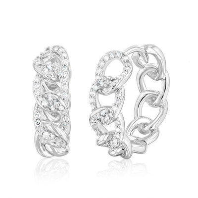 Sterling Silver 1/4 Carat Diamond Hoop Earrings