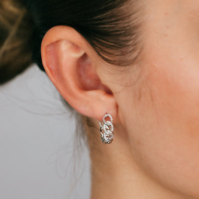 Sterling Silver 1/4 Carat Diamond Hoop Earrings