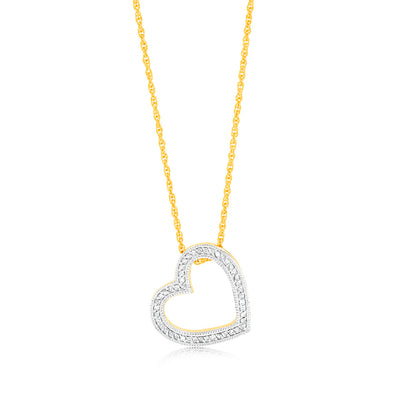 Gold Plated Silver 1/4 Carat Diamond Pendant on 45cm Chain
