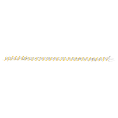 Gold plated Sterling Silver 1 Carat Natural Diamond Bracelet