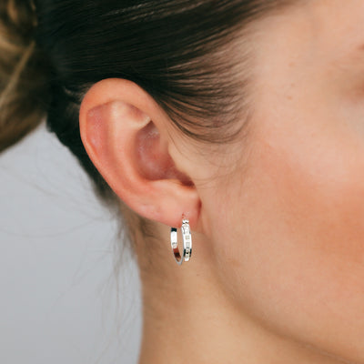 Sterling Silver 1/10 Carat Diamond Hoop Earrings