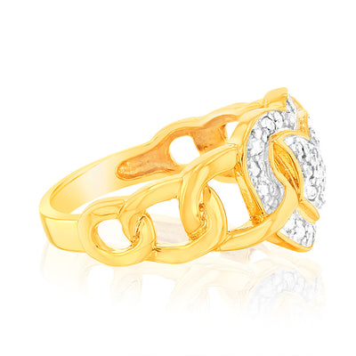 1/5 Carat Diamond Heart Ring Gold plated Silver