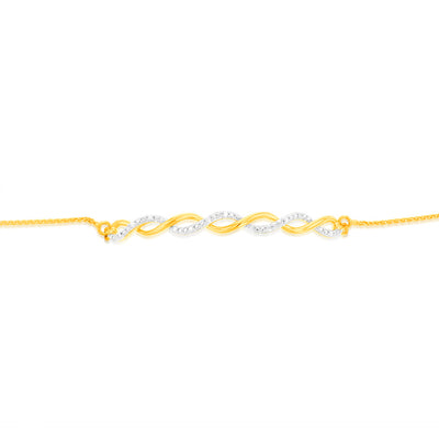Gold Plated Sterling Silver Diamond Slider Bracelet with 12 Round Brilliant Cut Diamonds