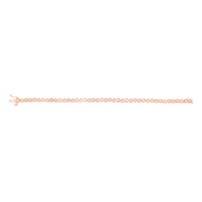 1/5 Carat Diamond Heart 18cm Bracelet in Rose Gold Plated Silver