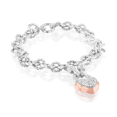 1/5 Carat Diamond Heart Bracelet in Gold Plated Sterling Silver